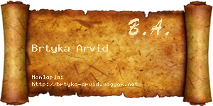 Brtyka Arvid névjegykártya